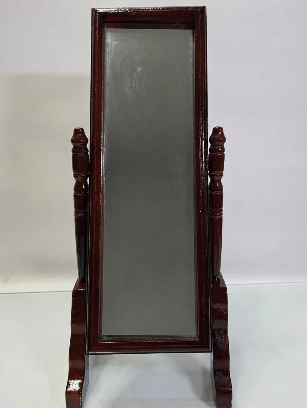 Vintage Mahogany Tabletop Cheval Vanity Dressing Mirror Adjustable Tilt Wood